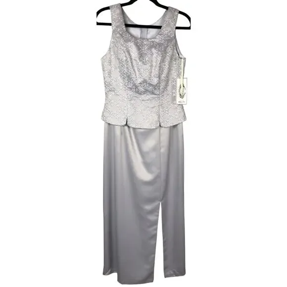 90s silver dress Vintage 90s Silver Evening Dress Metallic Sequins by Scala NWT